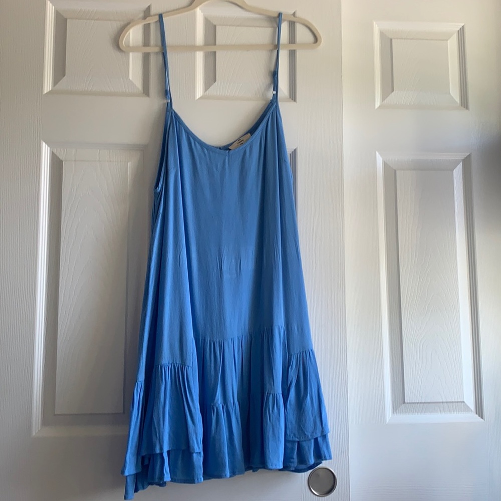 Large Blue ruffle dress with adjustable straps
